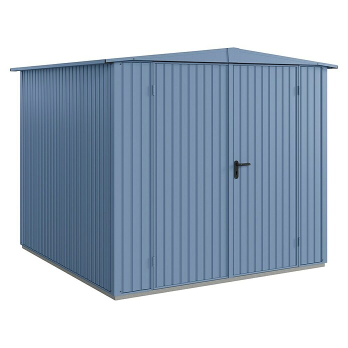 EcoStar Gerätehaus Trend-S Typ 2 (Außenbreite inkl. Dachüberstand: 258,8 cm, Außentiefe inkl. Dachüberstand: 247,7 cm, Taubenblau, Doppeltür) | BAUHAUS