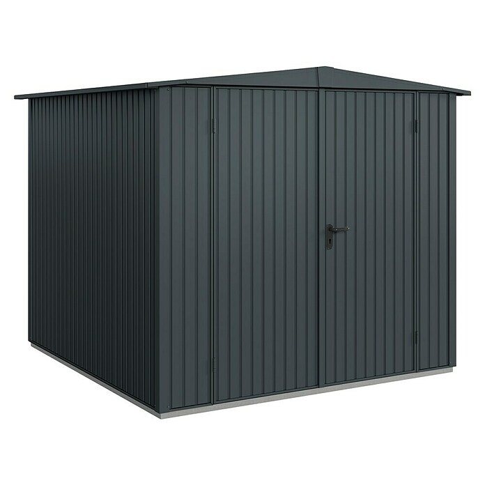 EcoStar Gerätehaus Trend-S Typ 2 (Außenbreite inkl. Dachüberstand: 258,8 cm, Außentiefe inkl. Dachüberstand: 247,7 cm, Anthrazitgrau, Doppeltür) | BAUHAUS