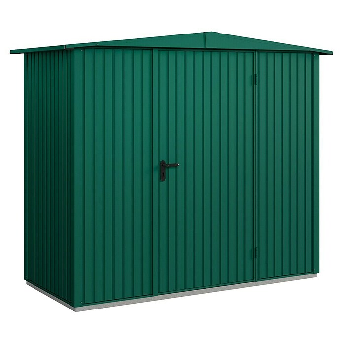 EcoStar Gerätehaus Trend-S Typ 1 (Außenbreite inkl. Dachüberstand: 258,8 cm, Außentiefe inkl. Dachüberstand: 121,3 cm, Moosgrün, Einzeltür) | BAUHAUS