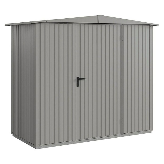 EcoStar Gerätehaus Trend-S Typ 1 (Außenbreite inkl. Dachüberstand: 258,8 cm, Außentiefe inkl. Dachüberstand: 121,3 cm, Grau, Einzeltür) | BAUHAUS