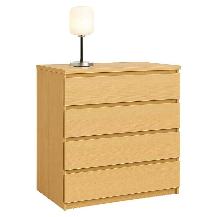 Cajonera montada (L x An x Al: 45 x 70 x 72 cm, Número de cajones: 4 ud., Haya, Frente en forma de J) | BAUHAUS