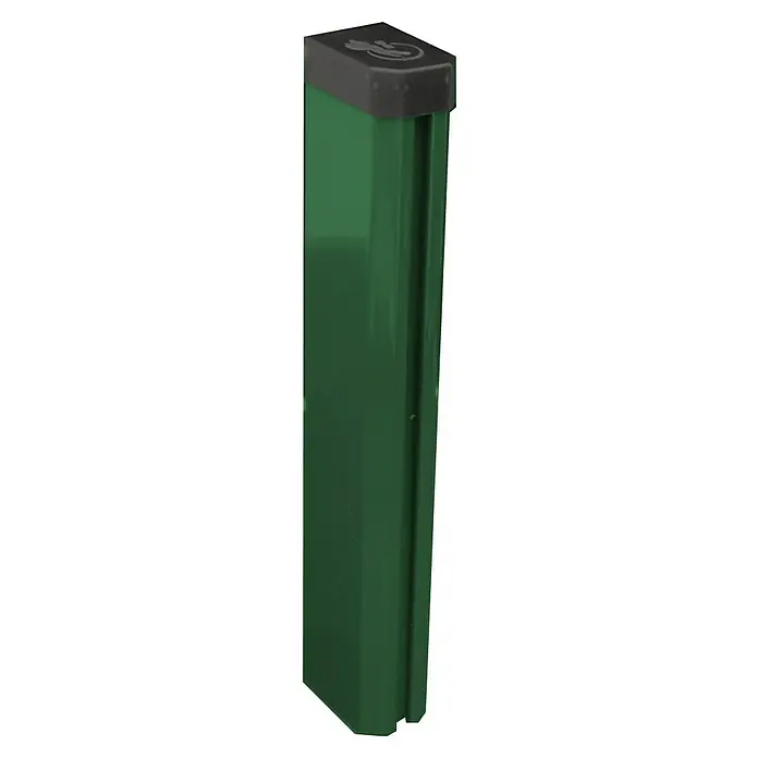 H+S Zauntechnik Zaunpfosten Uli RAL 6005 - Länge: 230 cm, Aluminium, Grün - Grüne Munitionskassette mit dunklem Verschluss und Symbol oben, ideal für Airsoft oder Paintball.