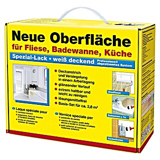 Decotric Lack-Set für Fliese, Badewanne, Küche (Reinweiß, Hochglänzend, Sonstiges, 7 -tlg.)