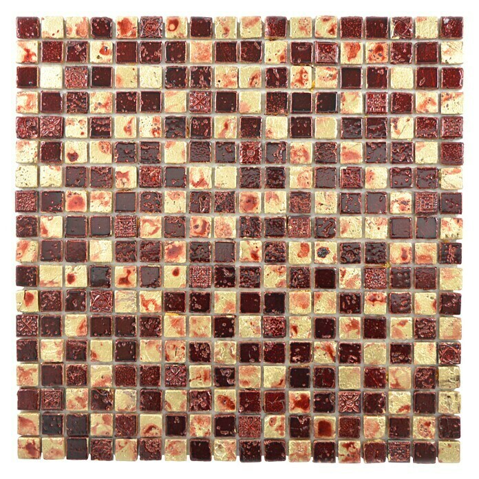 Mosaikfliese Quadrat XAM 67 (30 x 30 cm, Gold/Rot)