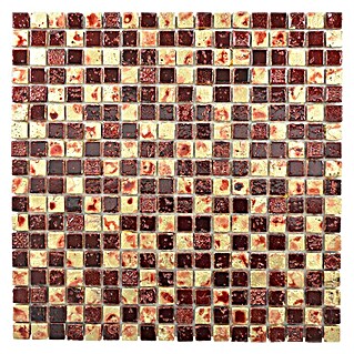 Mosaikfliese Quadrat XAM 67 (30 x 30 cm, Gold/Rot, Glänzend)