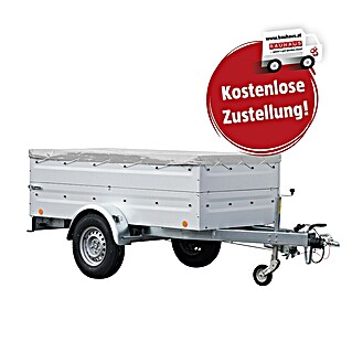 Anhänger TL-EB3 SET mit Aufsatzwände + Flachplane (Nutzlast: 1 015 kg, Kasteninnenmaß: 243,5 x 123,5 x 34 cm, Gebremst)