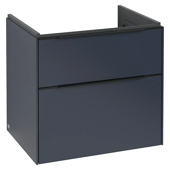 Villeroy & Boch Subway 3.0 Waschbeckenunterschrank - Marine Blue, Anzahl Schubladen: 2 Stk., Farbe Griff: Volcano Black, B x T x H: 62,2 x 47,8 x 57,6 cm, Mit Beleuchtung - Modernes Badezimmer-Waschbeckenunterschrank in dunklem Farbton mit zwei Schubladen und geradlinigem Design.