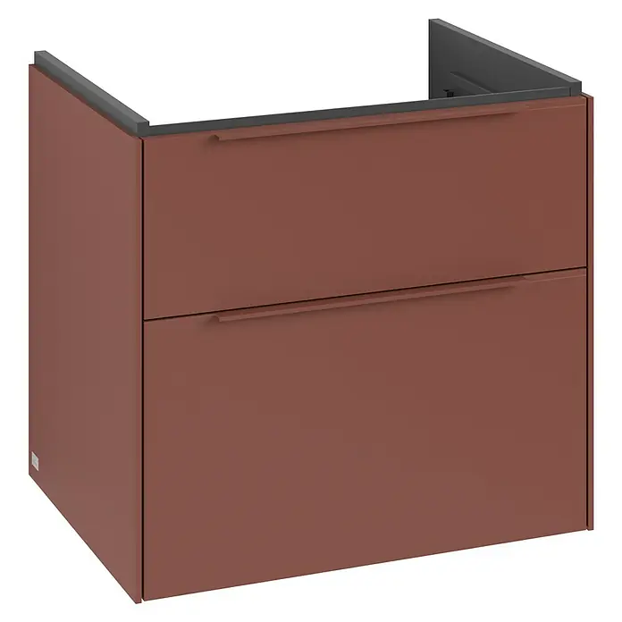 Villeroy & Boch Subway 3.0 Waschbeckenunterschrank - Wine Red, Anzahl Schubladen: 2 Stk., Farbe Griff: Monochrom, B x T x H: 62,2 x 47,8 x 57,6 cm, Mit Beleuchtung - Moderner brauner Badezimmerschrank mit zwei Schubladen und minimalistischen Griffen für ein stilvolles Bad.