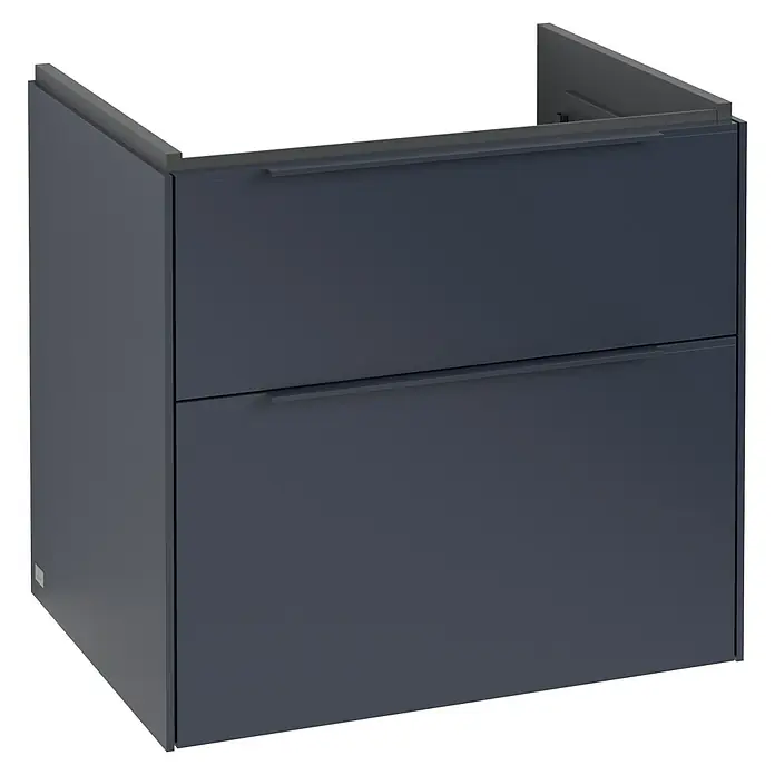 Villeroy & Boch Subway 3.0 Waschbeckenunterschrank - Marine Blue, Anzahl Schubladen: 2 Stk., Farbe Griff: Monochrom, B x T x H: 62,2 x 47,8 x 57,6 cm, Mit Beleuchtung - Ein grauer Badezimmerunterschrank mit zwei Schubladen. Der Waschtischunterschrank ist modern und schlicht gestaltet.