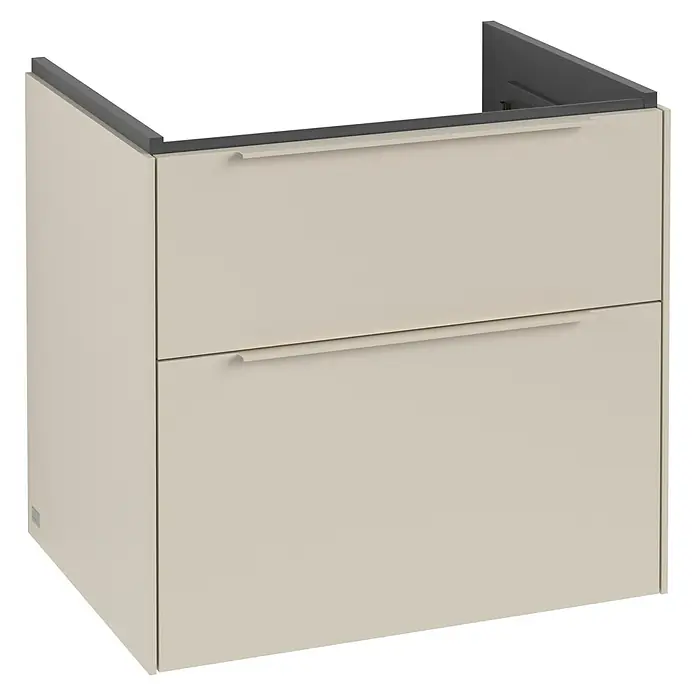 Villeroy & Boch Subway 3.0 Waschbeckenunterschrank - Cashmere Grey, Anzahl Schubladen: 2 Stk., Farbe Griff: Monochrom, B x T x H: 62,2 x 47,8 x 57,6 cm, Mit Beleuchtung - Moderne Badmöbel: Der stilvolle Waschtischunterschrank in Beige mit zwei Schubladen bietet praktischen Stauraum für Ihr Badezimmer.