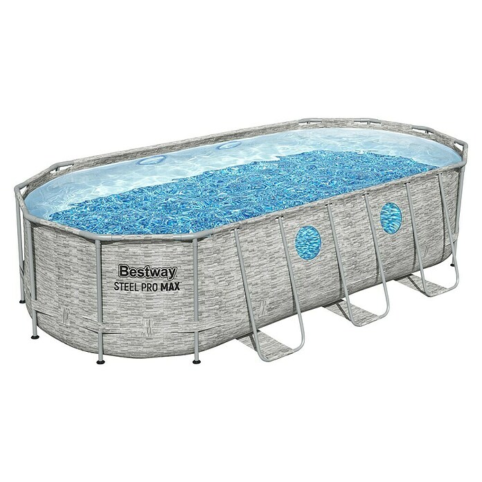 Bestway Bazen sa čeličnim okvirom Power Steel Swim Vista  (Siva, 13.430 l) | BAUHAUS