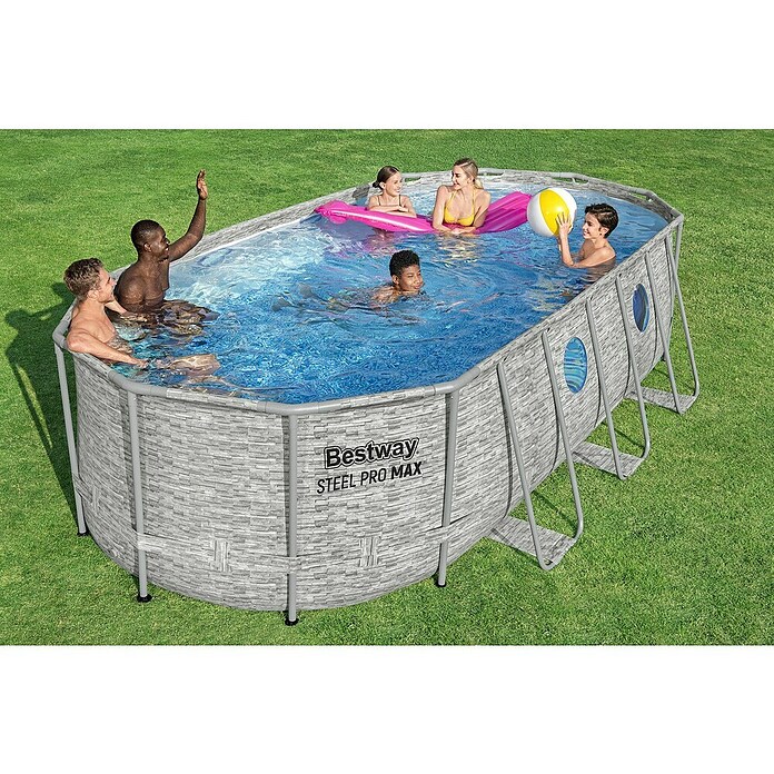 Bestway Bazen sa čeličnim okvirom Power Steel Swim Vista  (Siva, 13.430 l) | BAUHAUS