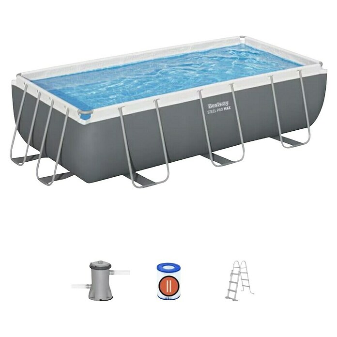 Bestway Bazen sa čeličnim okvirom Steel Pro MAX  (Siva, 6.478 l) | BAUHAUS