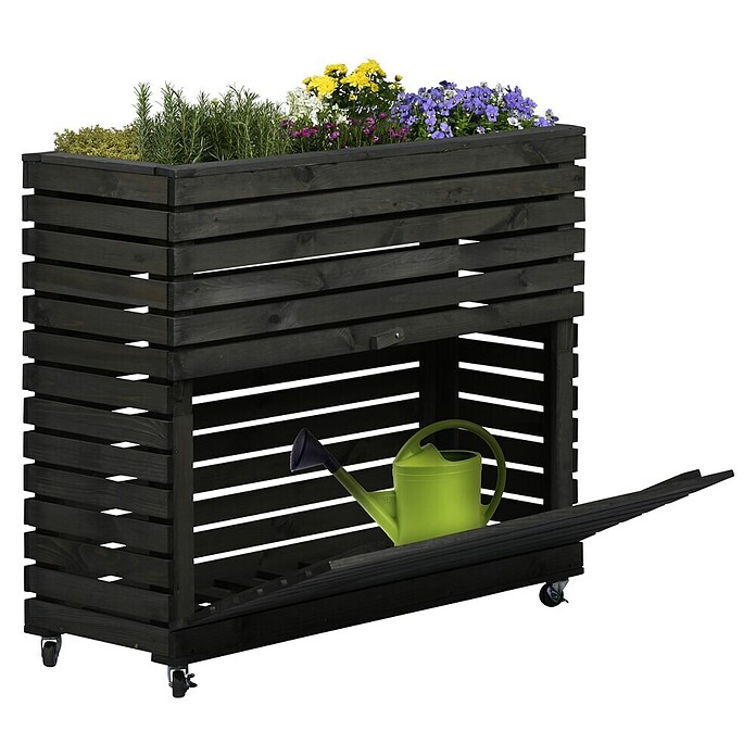 Dobar Hochbeet Rolla GR. XL (L x B x H: 78 x 32,5 x 92 cm, 75 l, Holz, Anthrazit) | BAUHAUS