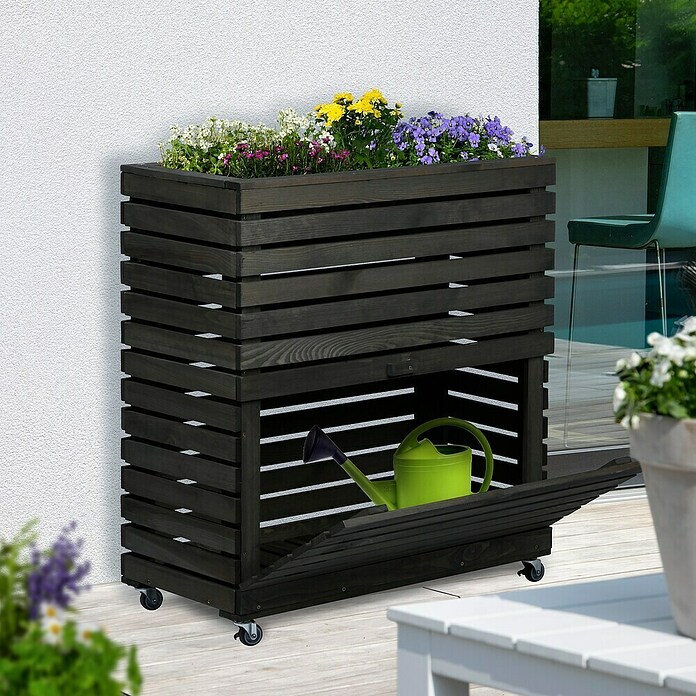 Dobar Hochbeet Rolla GR. L Anthrazit (L x B x H: 72 x 32,5 x 78 cm, 50 l, Holz, Anthrazit) | BAUHAUS