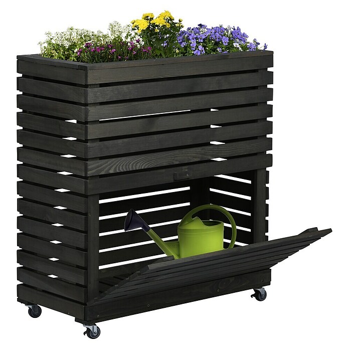 Dobar Hochbeet Rolla GR. L Anthrazit (L x B x H: 72 x 32,5 x 78 cm, 50 l, Holz, Anthrazit) | BAUHAUS