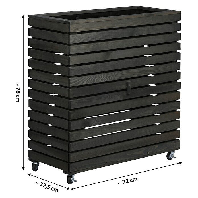 Dobar Hochbeet Rolla GR. L Anthrazit (L x B x H: 72 x 32,5 x 78 cm, 50 l, Holz, Anthrazit) | BAUHAUS