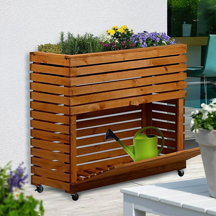 Dobar Hochbeet Rolla GR. XL (L x B x H: 78 x 32,5 x 92 cm, 75 l, Holz, Braun) | BAUHAUS