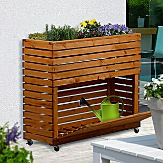 Dobar Hochbeet Rolla GR. XL (L x B x H: 78 x 32,5 x 92 cm, 75 l, Holz, Braun)