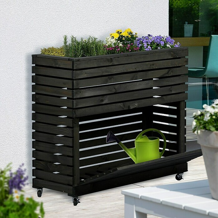 Dobar Hochbeet Rolla GR. XL (L x B x H: 78 x 32,5 x 92 cm, 75 l, Holz, Anthrazit) | BAUHAUS