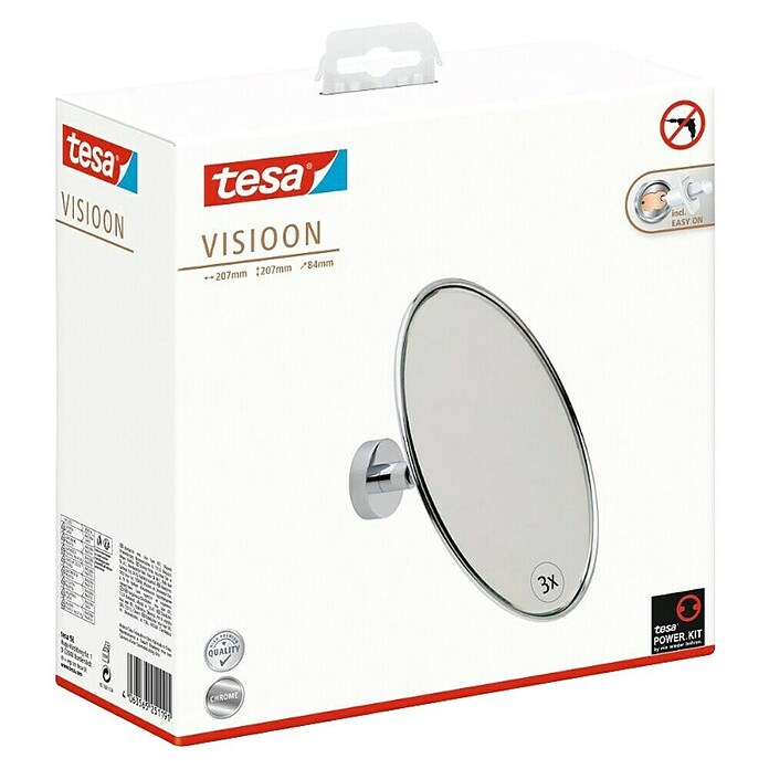 Tesa Kozmetičko ogledalo Visioon  (Promjer: 142 cm, Zaobljen, Srebrna, Uvećanje 1: 300 %) | BAUHAUS