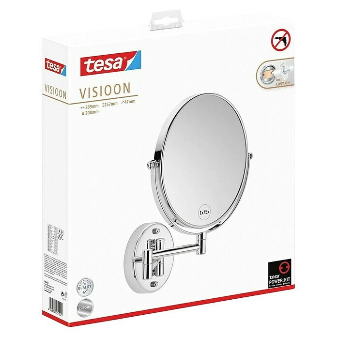 Tesa Kozmetično ogledalo Visioon  (Š x V: 480 x 308 mm, Premer: 236 mm, Okrogle oblike, Srebrna) | 3752 - Rasier und Kosmetikspiegel | DADG - Spiegel | DAD - Badausstattung | DA - Badausstattung/Bäderwelt | D - Sanitär | BAUHAUS