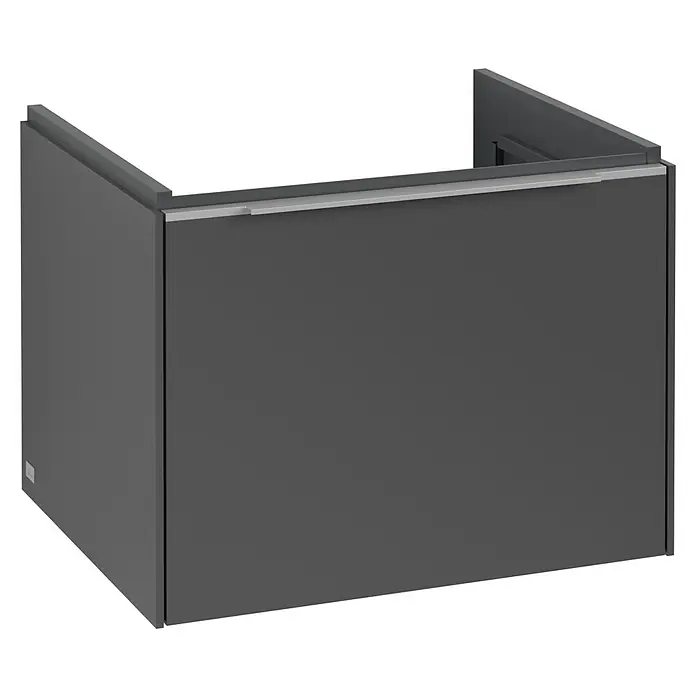 Villeroy & Boch Subway 3.0 Waschbeckenunterschrank - Graphite, Anzahl Schubladen: 1 Stk., Farbe Griff: Aluminium glänzend, B x T x H: 57,2 x 47,8 x 42,9 cm - Dunkelgrauer Waschtischunterschrank mit schlichtem Design. Ideal für moderne Badezimmer, bietet dieser Schrank stilvollen Stauraum.