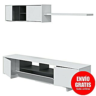 Conjunto mueble de salón Belus (Blanco Brillo/Gris Antracita, 3 pzs.)