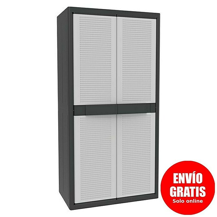 Terry Armario de PVC Jumbo Qblack escobero (L x An x Al: 53,7 x 89,7 x 180 cm, Capacidad de carga: 20 kg/balda)