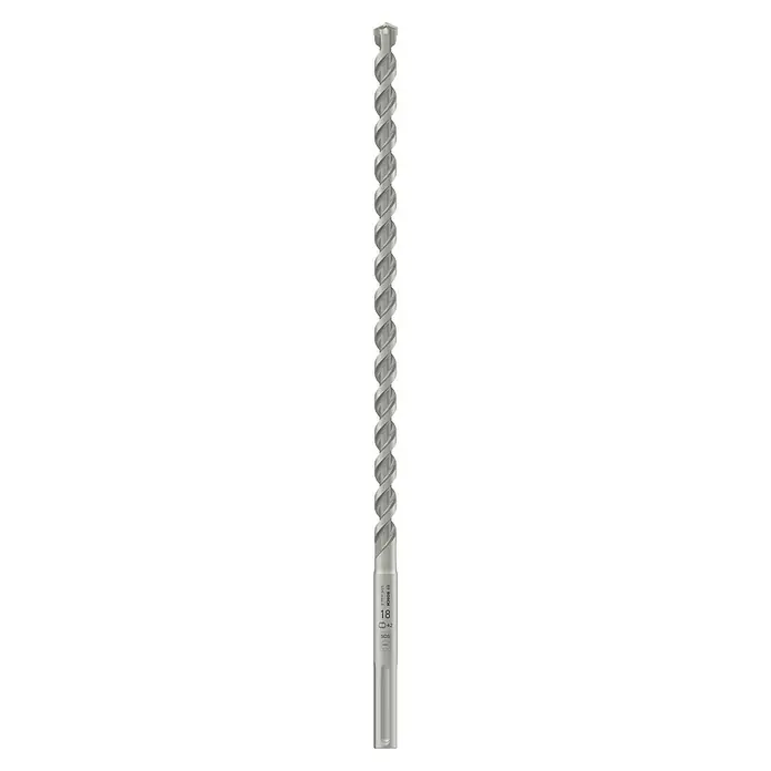 Bosch Beton- & Steinbohrer MAX-4 - 1 Stk., Durchmesser Bohrer: 18 mm - Nahaufnahme eines Bosch SDS-Hammerbohrers, ideal für effizientes Bohren in Beton und Mauerwerk. Robuste Konstruktion für lange Lebensdauer.