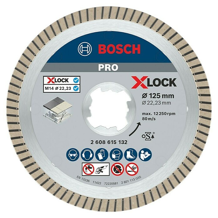 Bosch Professional X-Lock Diamant-Trennscheibe X-Lock Best for Ceramic (125 mm, Geeignet für: Keramik)