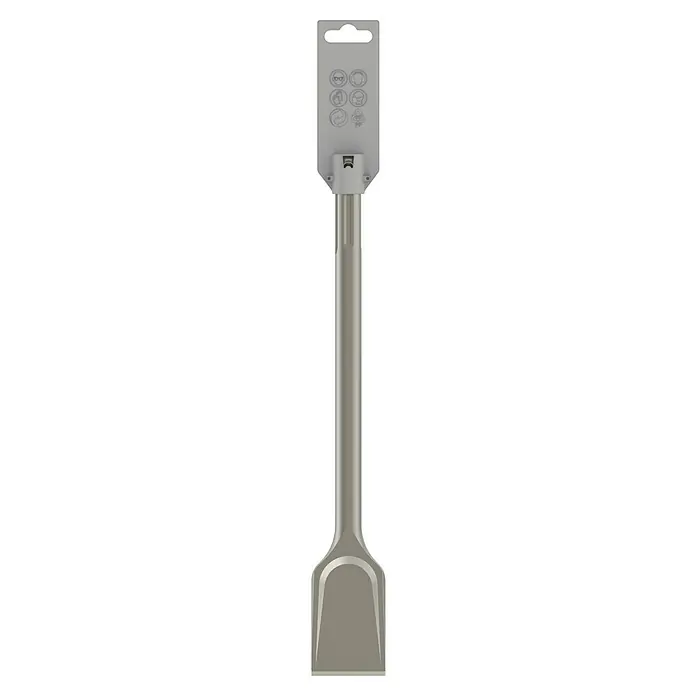 Bosch Spatmeißel Long Life - SDS Max, Breite: 50 mm, 1 Stk. - Ein schlanker, silberner Bodenständer mit einer rechteckigen Bedienungseinheit oben, ideal für moderne Innenräume.