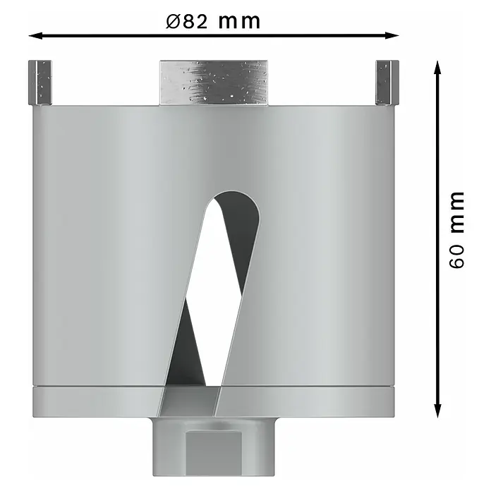 Bosch Diamant-Dosensenker Best for Universal - Durchmesser: 82 mm - Silberfarbene Metall-Lochsäge, Ø82 mm Durchmesser und 60 mm Höhe, mit Schlitzen zum effizienten Bohren.
