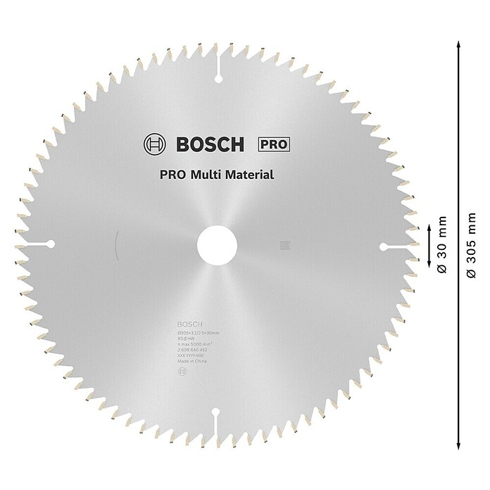 Bosch Disco de sierra (Diámetro: 305 mm, Orificio: 30 mm, Número de dientes: 96 dientes)