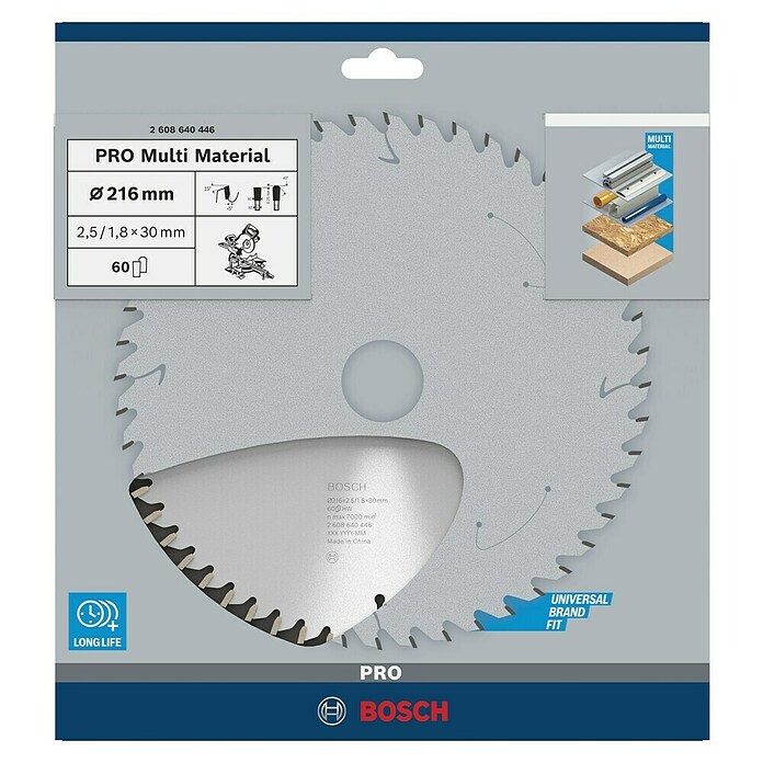 Bosch Kreissägeblatt (216 mm, Bohrung: 30 mm, 60 Zähne)