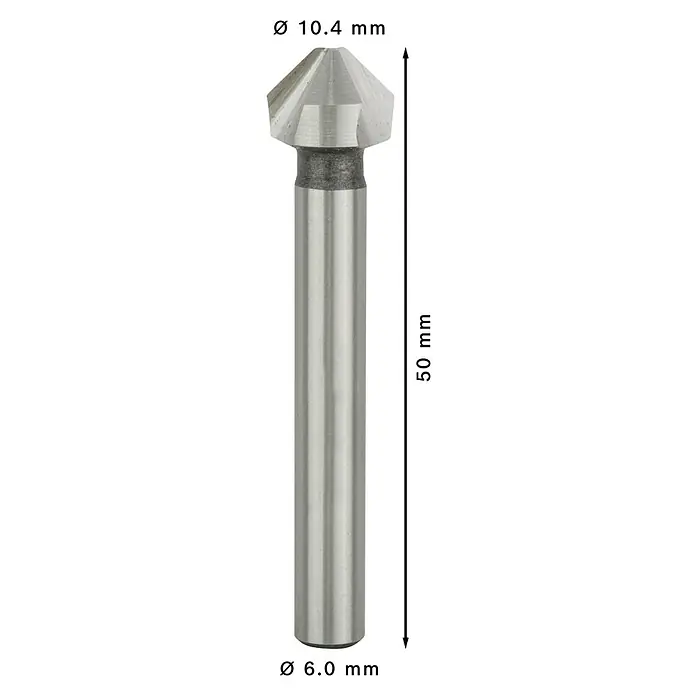 Bosch Kegelsenker - Durchmesser Bohrer: 10,4 mm, Rundschaft - Metallischer Kegelsenker, 10.4mm Kopfdurchmesser, 6.0mm Schaft, 50mm Länge.