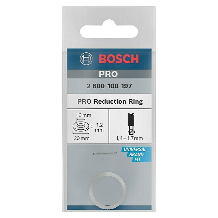 Bosch Reduzierring (Durchmesser: 20 mm, Bohrung: 16 mm, Stärke: 1,2 mm)