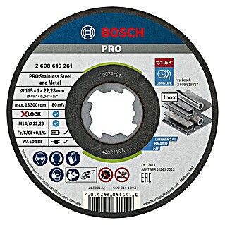 Bosch Professional X-Lock Disco de corte Standard for Inox (Apto para: Acero inoxidable, Diámetro disco: 115 mm, Espesor disco: 1 mm, 10 ud.)