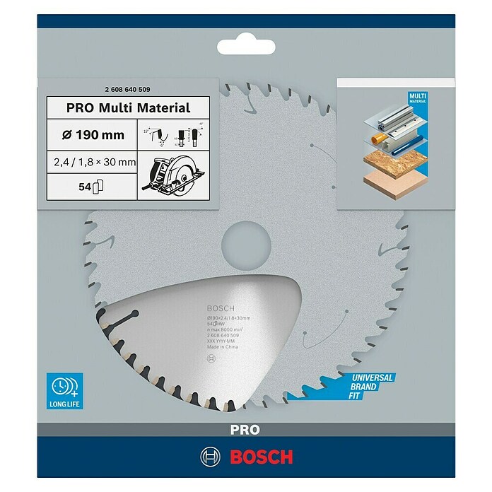 Bosch Kreissägeblatt (Durchmesser: 190 mm, Bohrung: 30 mm, Anzahl Zähne: 54 Zähne)