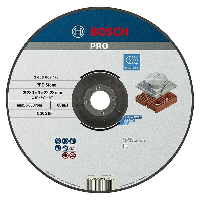 Bosch Professional Trennscheibe Standard for Stone (Durchmesser Scheibe: 230 mm, Stärke Scheibe: 3 mm, Gekröpft) | BAUHAUS