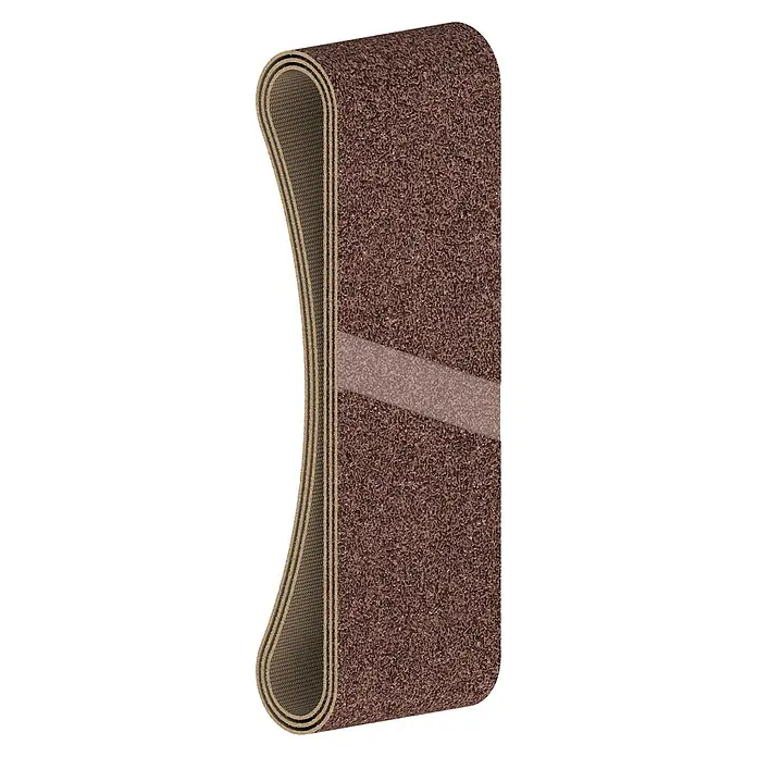 Bosch Schleifband-Set X440 Best for Wood and Paint - 60 x 400 mm, Körnung: 60 - 100, 3 Stk. - Detailaufnahme einer braunen Fußmatte mit strukturierter Oberfläche und einer helleren, diagonalen Bahn. Robustes und stilvolles Design.