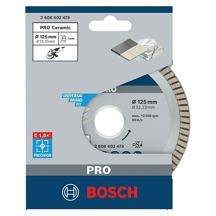 Bosch Diamant-Trennscheibe Best for Ceramic Extra Clean Turbo (Durchmesser: 125 mm, Bohrung: 22,23 mm, Geeignet für: Porzellan, 1 Stk.) | BAUHAUS