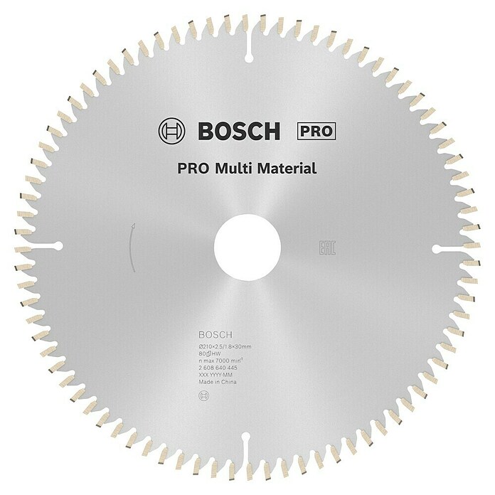 Bosch Kreissägeblatt Multi Material (210 mm, Bohrung: 30 mm, Anzahl Zähne: 80 Stk.) | BAUHAUS