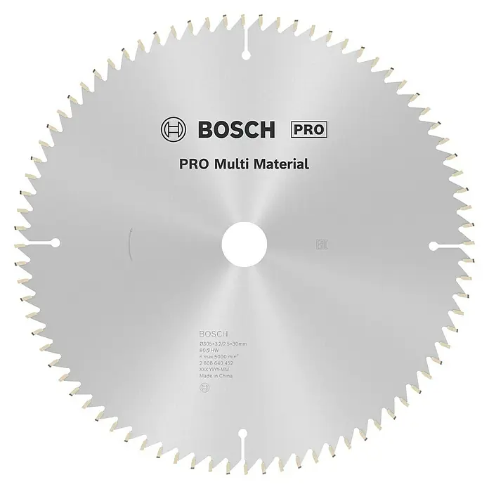 Bosch Kreissägeblatt Multimaterial - 305 mm, Bohrung: 30 mm, Anzahl Zähne: 80 Stk. - Ein Bosch Pro Multi Material Sägeblatt.