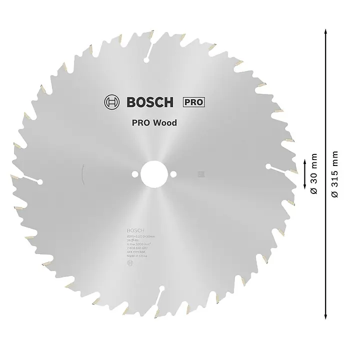 Bosch Kreissägeblatt Speedline Wood - 315 mm, Bohrung: 30 mm, Anzahl Zähne: 28 Stk. - Metallisch-silbernes Bosch Pro Wood Kreissägeblatt (Ø 315mm, Bohrung 30mm) mit vielen scharfen Zähnen zum Holzschneiden.
