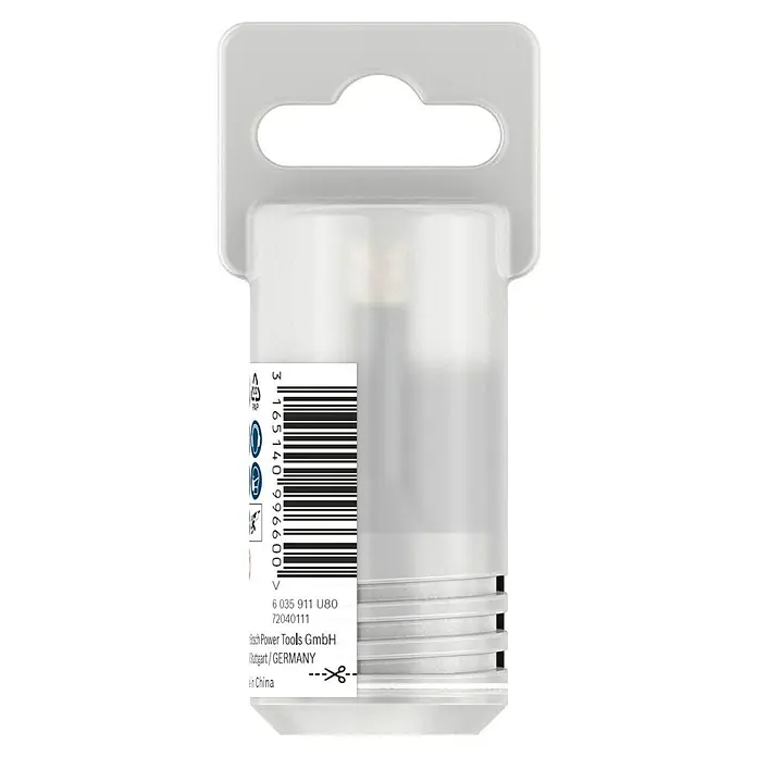 Bosch Diamant-Trockenbohrer Dry Speed - Durchmesser: 8 mm - Aufnahmebohrer in transparenter Verpackung mit Aufhänger und Etikett mit Barcode und Herstellerinformationen.