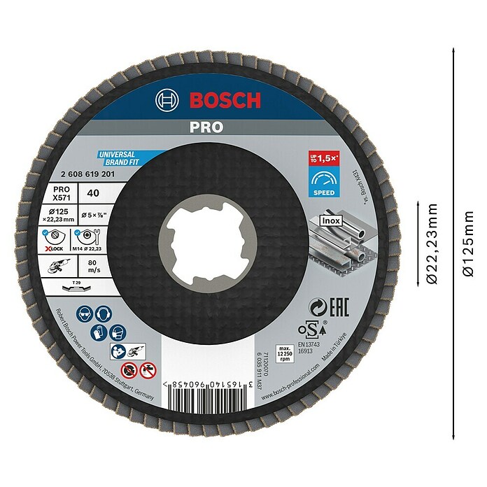 Bosch Disco de corte X571 Best for Metal (Apto para: Metal, Diámetro disco: 125 mm, Grano: 40, 1 ud.) | BAUHAUS