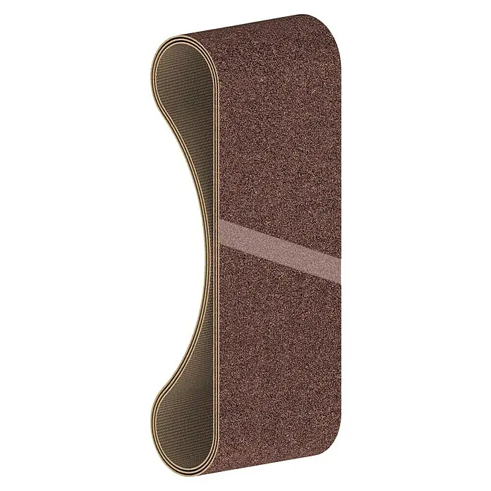 Bosch Schleifband-Set X440 Best for Wood and Paint - 100 x 610 mm, Körnung: 60 - 100, 3 Stk. - Brauner Türvorleger mit hellbraunem Streifenmuster und gewebter Innenseite.