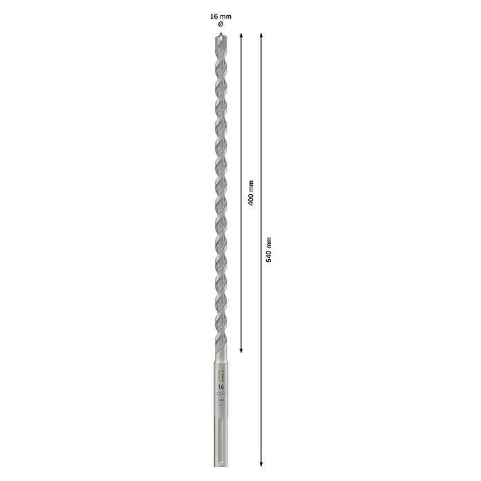 Bosch Beton- & Steinbohrer MAX-4 - 1 Stk., Durchmesser Bohrer: 16 mm - Silberner Bosch SDS max Bohrer, 16mm Durchmesser, 400mm Arbeitslänge, 540mm Gesamtlänge.