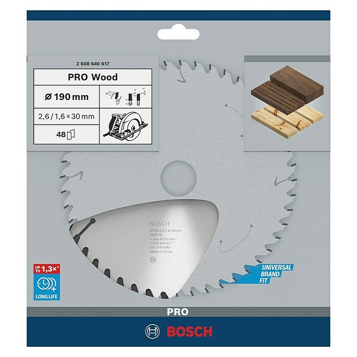 Bosch Kreissägeblatt (Durchmesser: 190 mm, Bohrung: 30 mm, Anzahl Zähne: 48 Zähne)